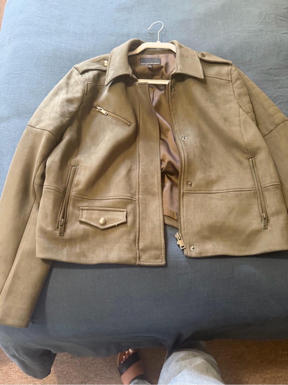 Banana Republic Olive Green Suede feel Moto Jacket